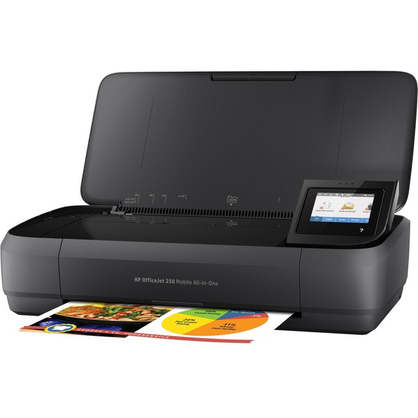 HP Officejet 250 Wireless Inkjet Multifunction Printer-Color-Copier/Scanner-20 ppm Mono/19 ppm Color Print-4800x1200 Print-Manual Duplex Print-500 Pages Monthly-50 sheets Input-Color Scanner-600 Optical Scan-Wireless LAN - CZ992A#B1H