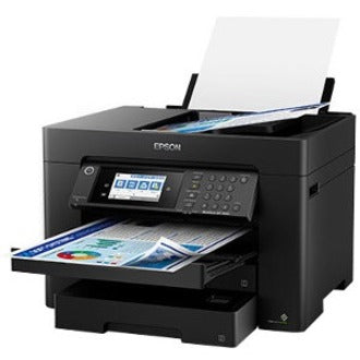 Epson WorkForce Pro WF-7840 Inkjet Multifunction Printer-Color-Copier/Fax/Scanner-4800x2400 dpi Print-Automatic Duplex Print-50000 Pages-500 sheets Input-1200 dpi Optical Scan-Color Fax-Wireless LAN-Epson Connect-Android Printing-Mopria - C11CH67201