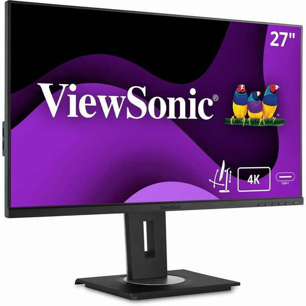 ViewSonic VG2756-4K 27 Inch IPS 4K Docking Monitor with 90W USB C, RJ45, HDMI, Display Port and 40 Degree Tilt Ergonomics for Home and Office - VG2756-4K