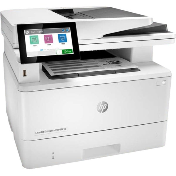 HP LaserJet M430f Laser Multifunction Printer-Monochrome-Copier/Fax/Scanner-42 ppm Mono Print-1200x1200 Print-Automatic Duplex Print-100000 Pages Monthly-350 sheets Input-Color Scanner-600 Optical Scan-Monochrome Fax-Gigabit Ethernet - 3PZ55A#BGJ