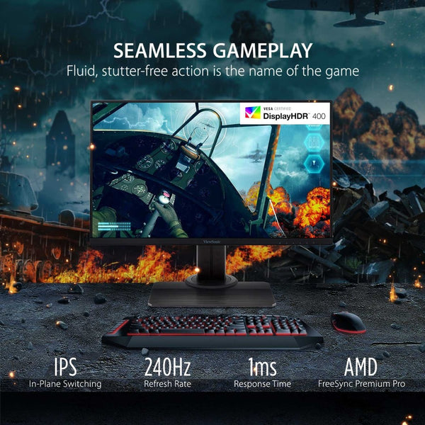 ViewSonic XG2431 24 Inch 1080p 0.5ms 240Hz Gaming Monitor with FreeSync Premium, Advanced Ergonomics, Eye Care, HDR400 - XG2431