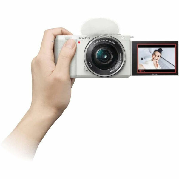 Sony Alpha ZV-E10L 24.2 Megapixel Mirrorless Camera with Lens - 0.63 - 1.97 - White - ILCZVE10L/W