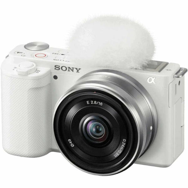 Sony Alpha ZV-E10L 24.2 Megapixel Mirrorless Camera with Lens - 0.63 - 1.97 - White - ILCZVE10L/W