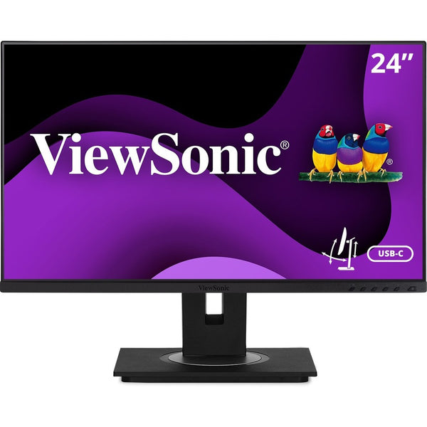 ViewSonic VG2456A 24 Inch 1080p IPS Monitor with 90W USB C, Docking Built-In, RJ45, 40 Degree Tilt Ergonomics for Home and Office - VG2456a