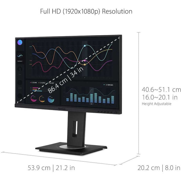 ViewSonic VG2456A 24 Inch 1080p IPS Monitor with 90W USB C, Docking Built-In, RJ45, 40 Degree Tilt Ergonomics for Home and Office - VG2456a