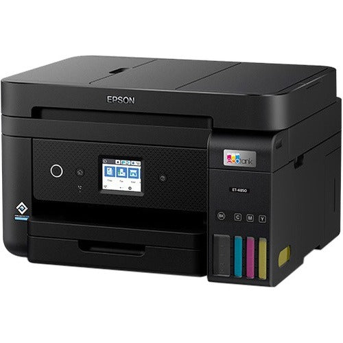 Epson EcoTank ET-4850 Inkjet Multifunction Printer-Color-Black-Copier/Fax/Scanner-4800x1200 dpi Print-Automatic Duplex Print-5000 Pages-250 sheets Input-Color Flatbed Scanner-2400 dpi Optical Scan-Color Fax-Wireless LAN-Epson Smart Panel App - C11CJ60201