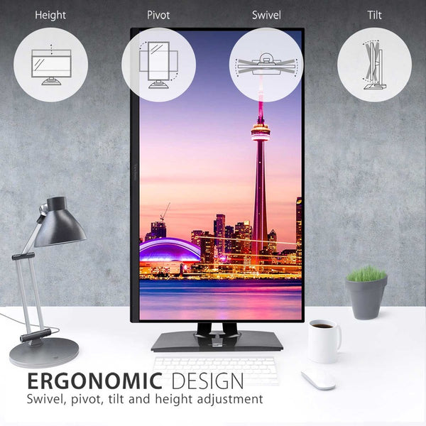 ViewSonic VP3256-4K 32 Inch 4K UHD IPS Ergonomic Monitor with Ultra-Thin Bezels, Color Accuracy, Pantone Validated, 60W USB C - VP3256-4K