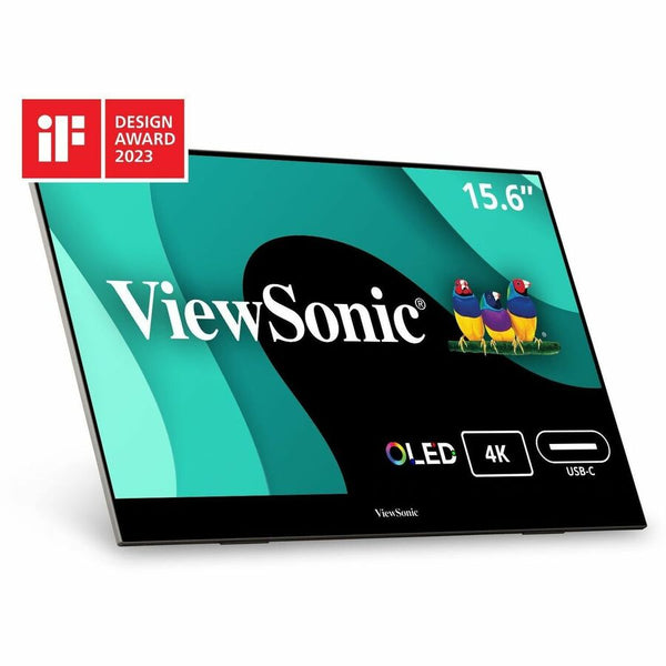 ViewSonic VX1655-4K-OLED 15.6 Inch 4K UHD Portable OLED Monitor with 2 Way Powered 60W USB C, Mini HDMI, Dual Speakers, and Built-in Stand with Magnetic Cover - VX1655-4K-OLED