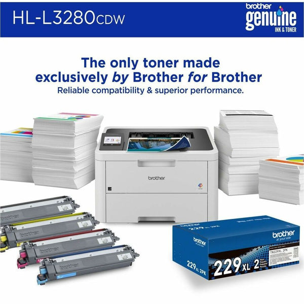 Brother HL-L3280CDW Wireless Compact Digital Color Printer with Laser Quality Output, Duplex and Mobile Printing & Ethernet - HLL3280CDW