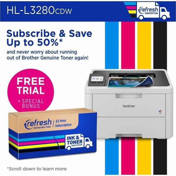 Brother HL-L3280CDW Wireless Compact Digital Color Printer with Laser Quality Output, Duplex and Mobile Printing & Ethernet - HLL3280CDW