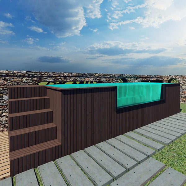 20ft Fiberglass Swimming Pool in Container Style Durable Structure Easy Setup