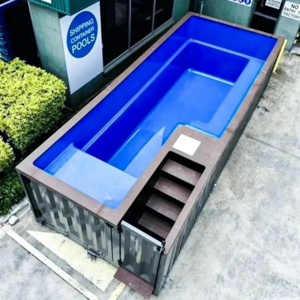 20ft Fiberglass Swimming Pool in Container Style Durable Structure Easy Setup