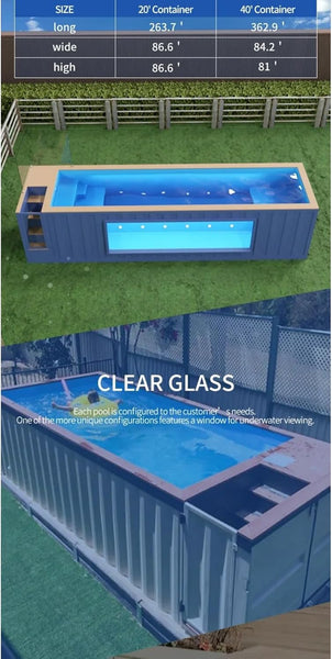 20ft Fiberglass Swimming Pool in Container Style Durable Structure Easy Setup