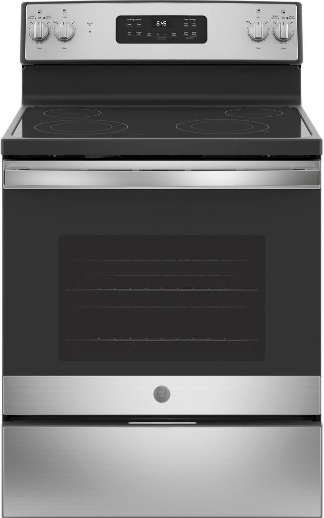 GE - 5.3 Cu. Ft. Freestanding Electric Range with Self-cleaning - Stainless Steel -