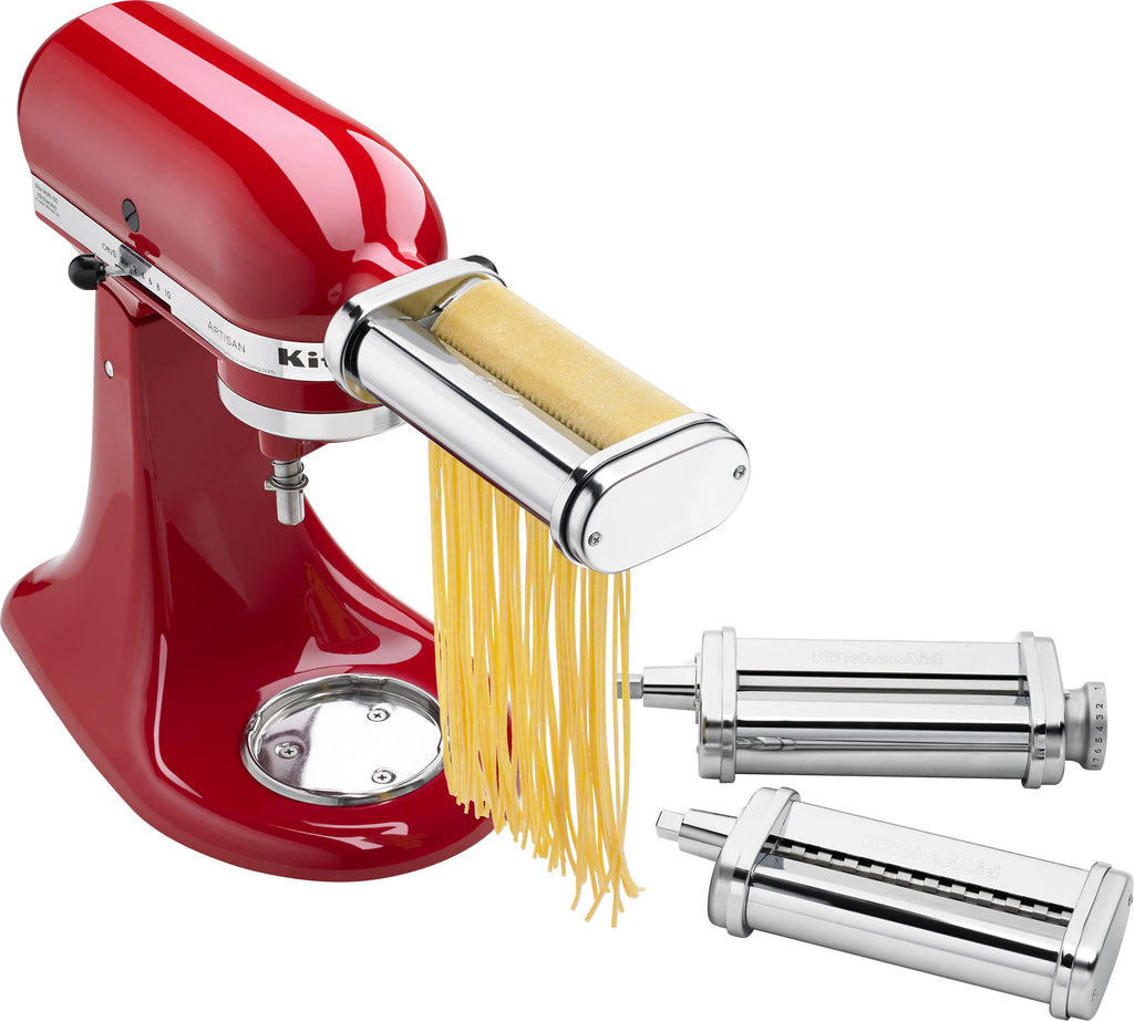 KitchenAid - 3-Piece Pasta Roller & Cutter Set and Fresh Prep Slicer/Shredder Attachment - KSMVSPR - Silver -