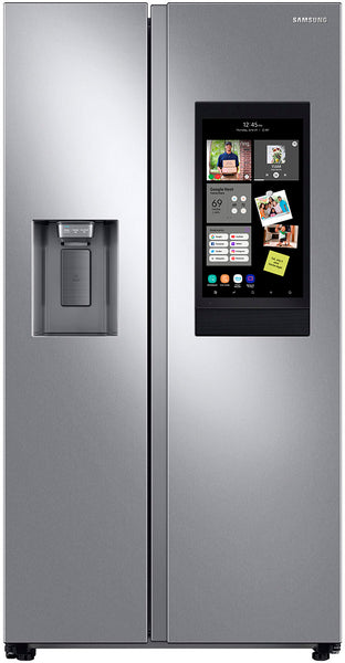 Samsung - 26.7 cu. ft. Side-by-Side Smart Refrigerator with 21.5" Touch-Screen Family Hub - Stainless Steel -