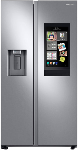 Samsung - 21.5 cu. ft. Side-by-Side Counter Depth Smart Refrigerator with 21.5" Touch-Screen Family Hub - Stainless Steel -