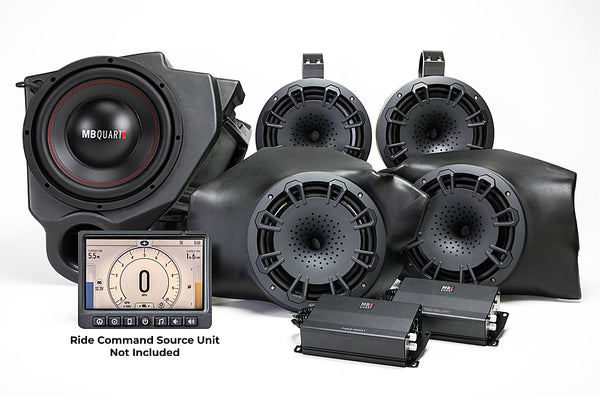 MB Quart - Polaris RZR (2014-current) 5 Speaker 800W Stage 5 Audio System - Integrates with Ride Command - Black -