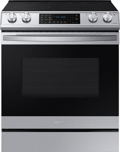 Samsung - 6.3 cu. ft. Front Control Slide-In Electric Convection Range with Air Fry & Wi-Fi, Fingerprint Resistant - Stainless Steel -