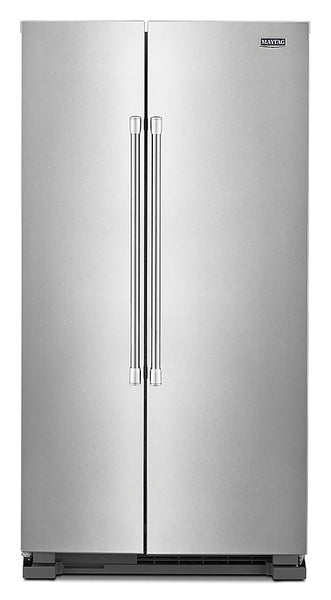 Maytag - 25 Cu. Ft. Side-by-Side Freestanding Refrigerator, Fingerprint Resistant - Stainless Steel -