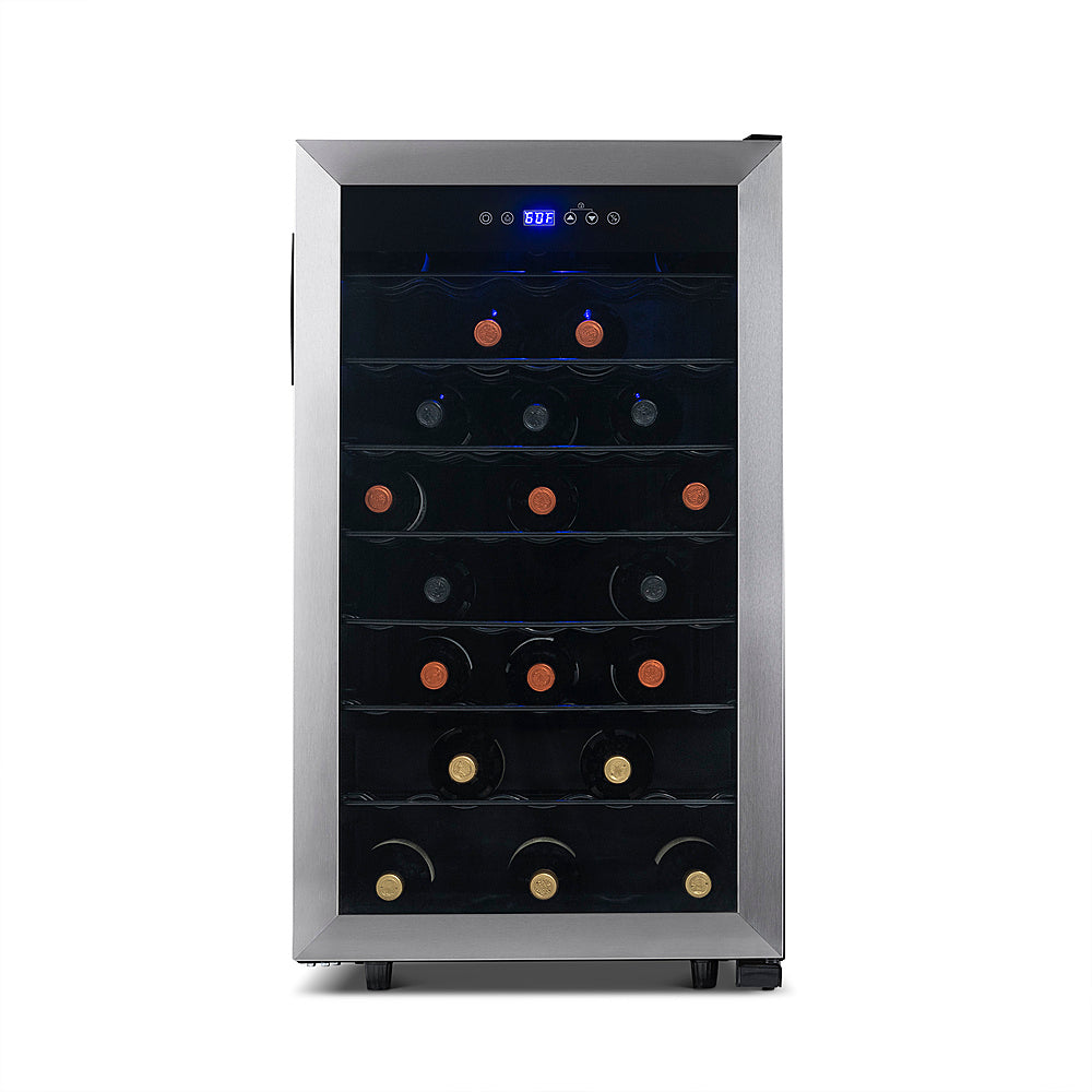 NewAir - Freestanding 50 Bottle Compressor Wine Fridge, Adjustable Racks , Exterior Digital Thermostat - Stainless Steel -