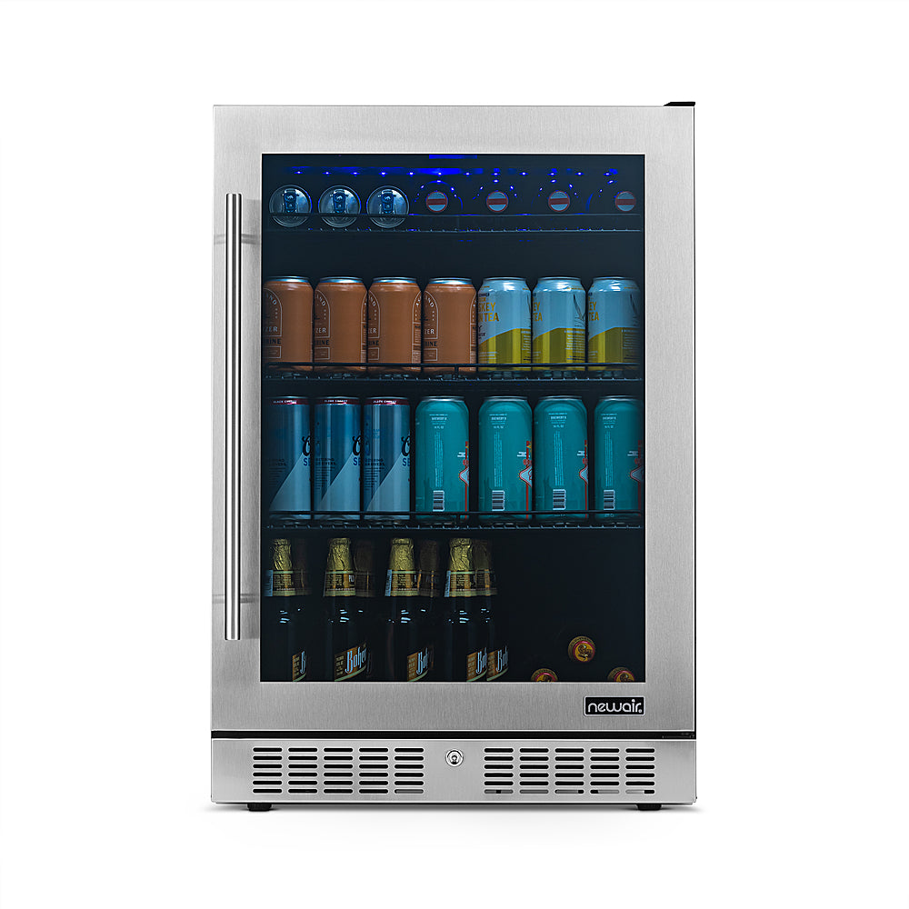 NewAir - 224-Can Built-In Beverage Cooler with Color Changing LED Lights and Seamless Door - Stainless Steel -