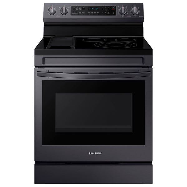 Samsung - 6.3 cu. ft. Freestanding Electric Convection+ Range with WiFi, No-Preheat Air Fry and Griddle - Black Stainless Steel -