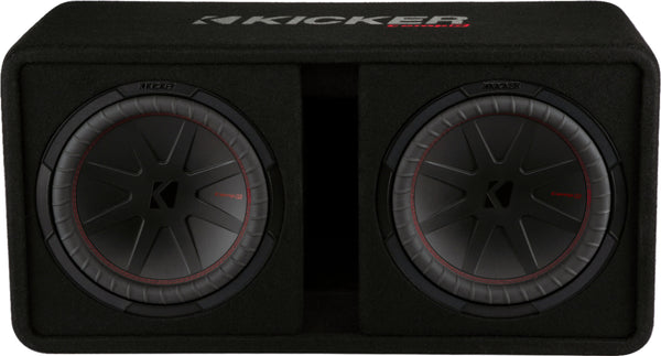 KICKER - CompR Dual 12" Dual-Voice-Coil 2-Ohm Subwoofers with Enclosure - Black -