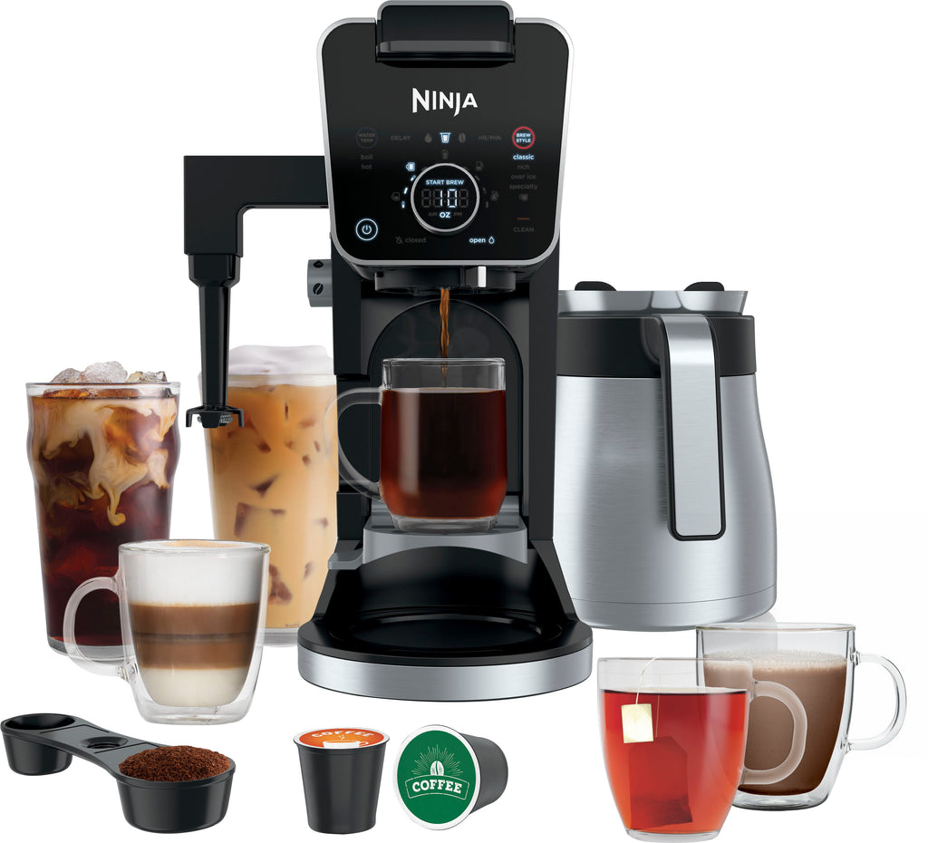 Ninja - DualBrew PRO 12-Cup Specialty Coffee System with Thermal Carafe, K-Cup Compatible, Hot Water System & Frother - Black/Silver -