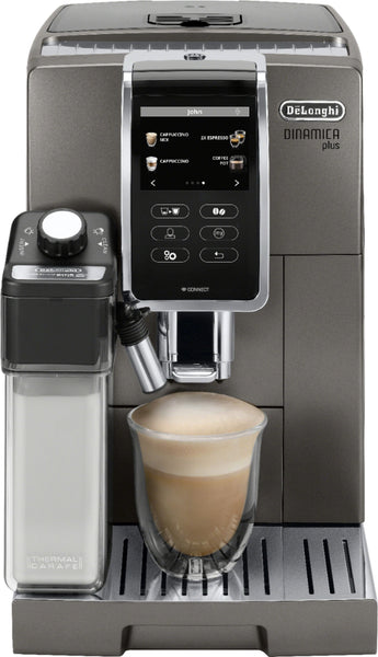 De'Longhi - Dinamica Plus Connected Fully Automatic Espresso Machine with Built-in Grinder - Titanium -