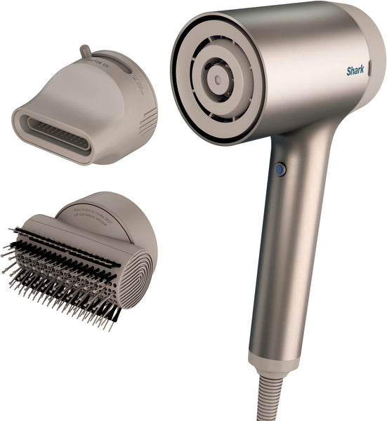 Shark - HyperAir Hair Blow Dryer with IQ 2-in-1 Concentrator & Styling Brush Attachments - Stone -