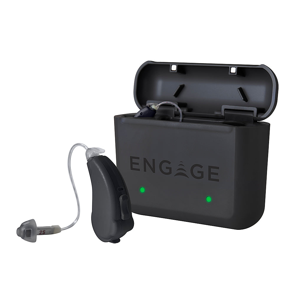 Lucid Hearing - OTC ENGAGE BTE RECHARGEABLE Hearing Aids (iOS) - Black -