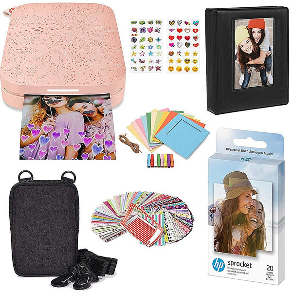 HP - Sprocket Portable Photo Printer Gift Bundle  - Pink -