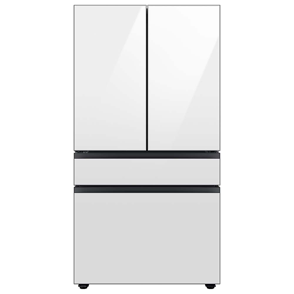Samsung - BESPOKE 23 cu. ft. 4-Door French Door Counter Depth Smart Refrigerator with Beverage Center - White Glass -