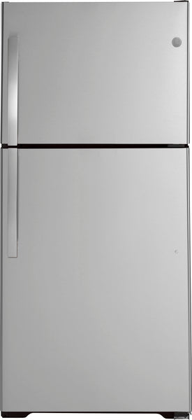 GE - 21.9 Cu. Ft. Garage-Ready Top-Freezer Refrigerator - Stainless Steel -