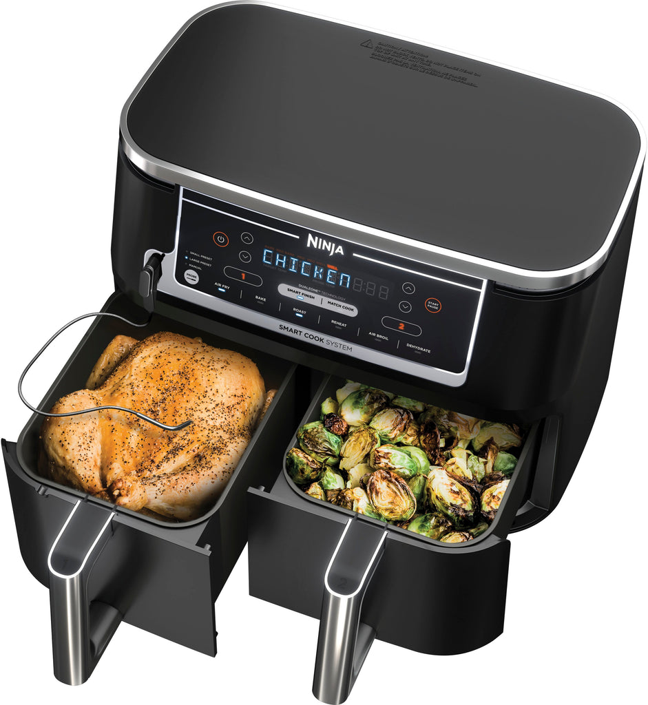 Ninja - Foodi 6-in-1 10-qt. XL 2-Basket Air Fryer with DualZone Technology & Smart Cook System - Black -