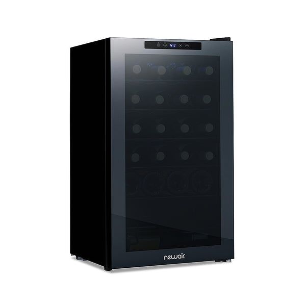 NewAir - 33-Bottle Dual Zone Wine Cooler with Mirrored Double-Layer Glass Door & Compressor Cooling, Digital Temperature Control - Black -