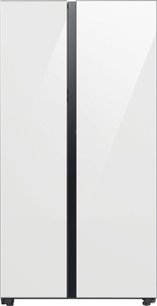 Samsung - BESPOKE Side-by-Side Smart Refrigerator with Beverage Center - White Glass -