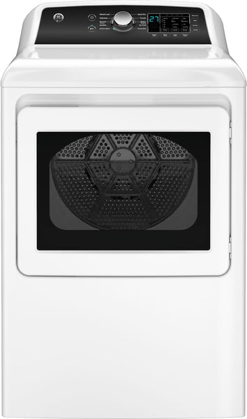 GE - 7.4 cu. ft. Top Load Gas Dryer with Sensor Dry - White with Matte Black -