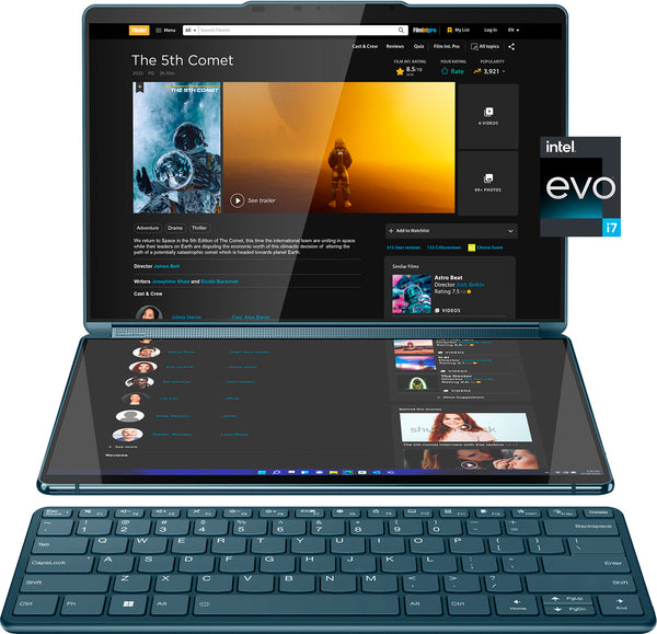 Lenovo - Yoga Book 9i 2-in-1 13.3" 2.8K Dual Screen OLED Touchscreen Laptop - Intel Core i7-1355U with 16GB Memory - 1TB SSD - Tidal Teal -