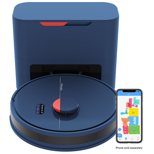 bObsweep - Dustin Wi-Fi Connected Self-Emptying Robot Vacuum and Mop - Navy -