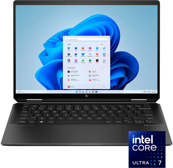 HP - Spectre 2-in-1 14" 2.8K OLED Touch-Screen Laptop - Intel Core Ultra 7 - Intel Evo Edition - 32GB Memory - 2TB SSD - Nightfall Black -