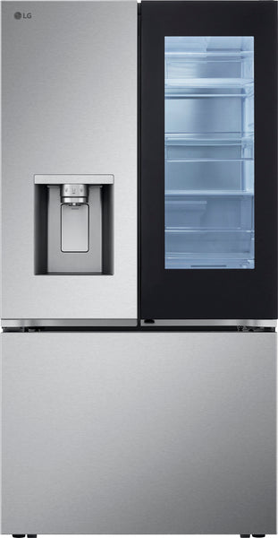 LG - 30.7 Cu. Ft. French Door Standard-Depth Smart Refrigerator with InstaView - Stainless Steel -