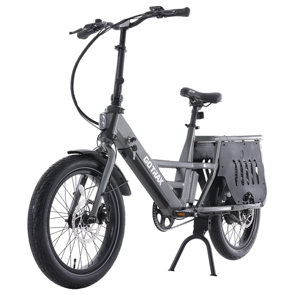 GoTrax - Porter Cargo eBike for Adults w/ 45mi Max Operating Range and 20mph Max Speed - Gray -
