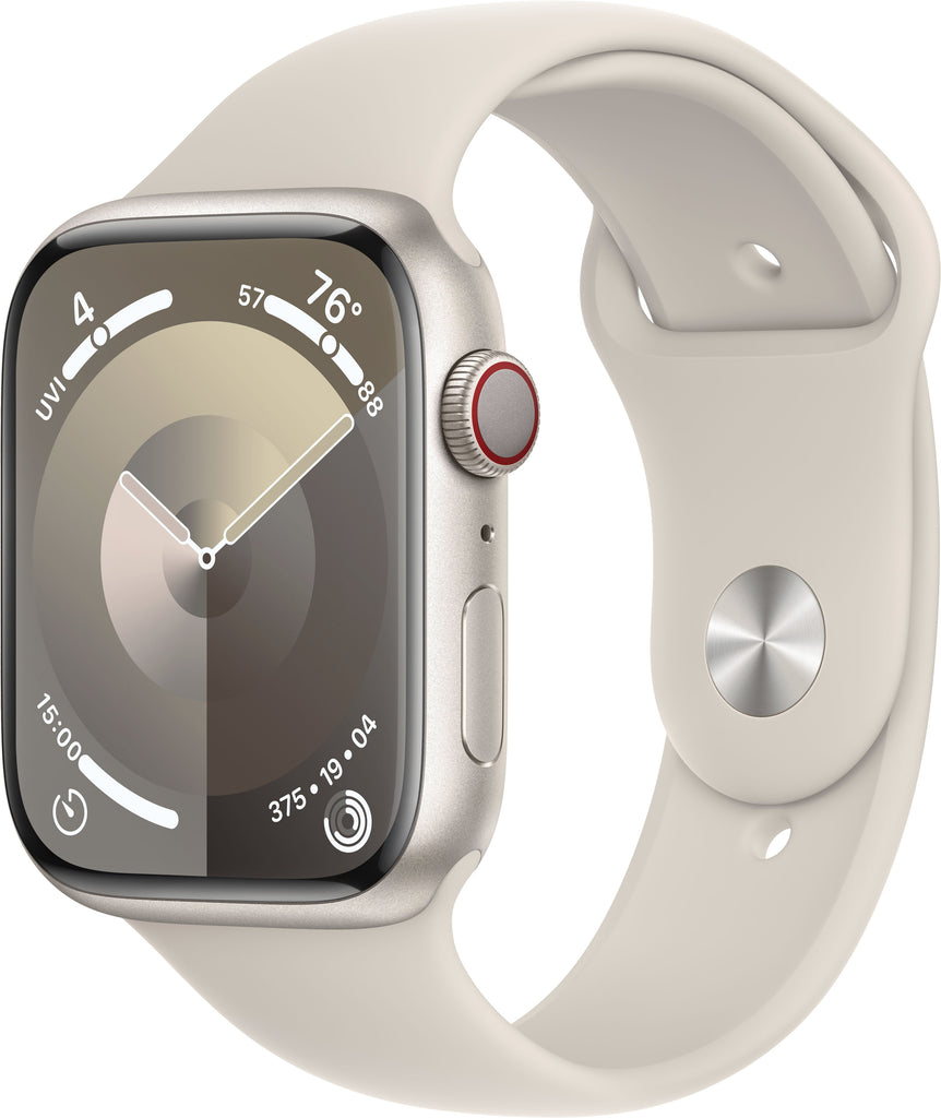 Apple Watch Series 9 GPS + Cellular 45mm Aluminum Case with Starlight Sport Band  (Small/Medium) - Starlight -