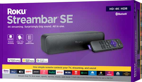 Roku Streambar SE | 2-in-1 TV Soundbar with Built-in Streaming, Premium Speakers, & Enhanced Speech Clarity - Black -