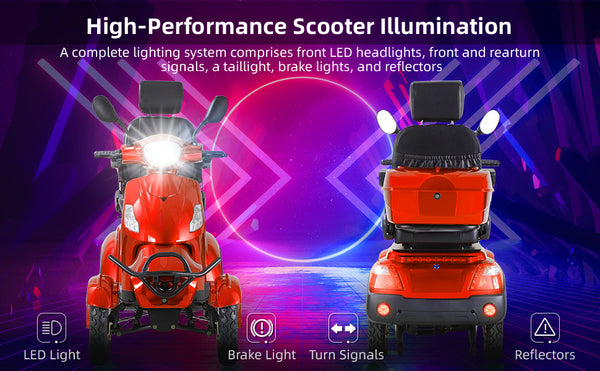 Heavy Duty 4 Wheel Mobility Scooters for Seniors & Adults 500lbs Capacity - Electric Powered Chair - 800W All Terrain Fast Mobility Scooter for Travel w/Long Range Battery Remote Key