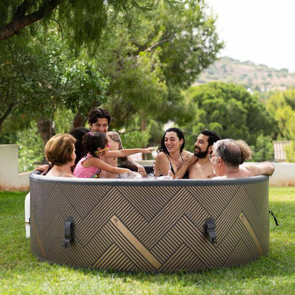 M Spa Round Inflatable Bubble Massage Spa, 4 to 6 Person Outdoor Hot Tub, Mono