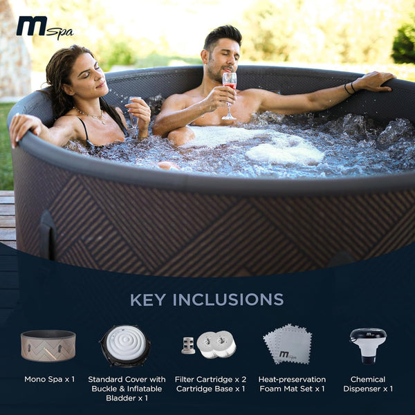 M Spa Round Inflatable Bubble Massage Spa, 4 to 6 Person Outdoor Hot Tub, Mono