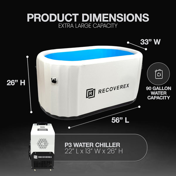 Cold Plunge Tub, 90 Gallon – Heavy-Duty Ice Bath Tub for Athletes, Portable Cold Plunge Chiller with Water Treatment Kit, Immersion Therapy, WiFi Control, Backpack & Wheels